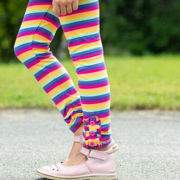 Pink Peplum Ensemble with Rainbow Stripes - Picture 4 of 4